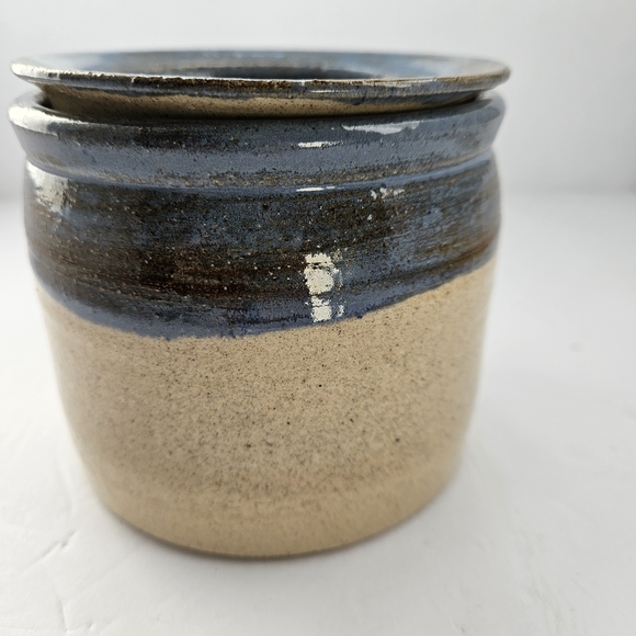 Studio Pottery Dip Chiller/Warmer Blue Beige Signed 2009 Great Condition - Picture 7 of 10